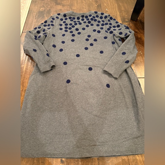 Boden Flocked Spot Knit Navy Blue Velvet Polka Dot Dress Size 14 - Picture 9 of 10